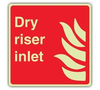 V Safety Photoluminescent Dry Rise Inlet - Square Safety Sign - 200 x 200 mm - 1.2mm Rigid Plastic - Triple Glow