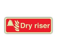 V Safety Photoluminescent Dry Riser - Landscape Safety Sign - 450 x 150 mm - Self Adhesive Vinyl - Double Glow