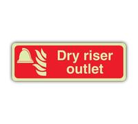 V Safety Photoluminescent Dry Riser Outlet - Landscape Safety Sign - 450 x 150 mm - Self Adhesive Vinyl - Triple Glow