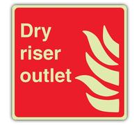 V Safety Photoluminescent Dry Riser Outlet - Square Safety Sign - 300 x 300 mm - 1.2mm Rigid Plastic - Triple Glow