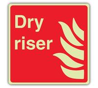 V Safety Photoluminescent Dry Riser - Square Safety Sign - 200 x 200 mm - Self Adhesive Vinyl - Double Glow