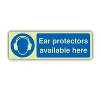 V Safety Photoluminescent Ear Protectors Available Here- Landscape Safety Sign - 600 x 200 mm - Self Adhesive Vinyl - Triple Glow