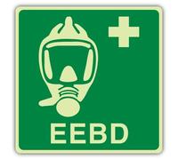 V Safety Photoluminescent EEBD Safety Sign - 300 x 300 mm - 1.2mm Rigid Plastic - Triple Glow