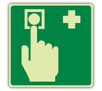 V Safety Photoluminescent Emergency Call Point Symbol Safety Sign - 150 x 150 mm - Self Adhesive Vinyl - Triple Glow