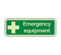 V Safety Photoluminescent Emergency Equipment - Green - Slim Landscape Safety Sign - 300 x 100 mm - Self Adhesive Vinyl - Triple Glow