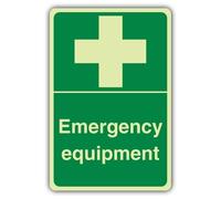 V Safety Photoluminescent Emergency Equipment Safety Sign - 150 x 225 mm - 1.2mm Rigid Plastic - Triple Glow
