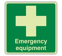 V Safety Photoluminescent Emergency Equipment - Square Safety Sign - 450 x 450 mm - 1.2mm Rigid Plastic - Double Glow