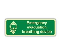 V Safety Photoluminescent Emergency Evacuation Breathing Device - Landscape Safety Sign - 210 x 70 mm - Self Adhesive Vinyl - Double Glow