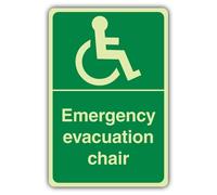 V Safety Photoluminescent Emergency Evacuation Chair - Green Safety Sign - 200 x 300 mm - Self Adhesive Vinyl - Double Glow