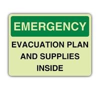 V Safety Photoluminescent Emergency - Evacuation Plan And Supplies Inside Safety Sign - 300 x 225 mm - Self Adhesive Vinyl - Double Glow