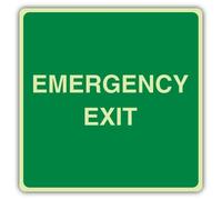 V Safety Photoluminescent Emergency Exit Safety Sign - 100 x 100 mm - 1.2mm Rigid Plastic - Double Glow