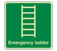 V Safety Photoluminescent Emergency Ladder Safety Sign - 80 x 80 mm - 1.2mm Rigid Plastic - Triple Glow