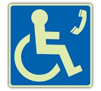 V Safety Photoluminescent Emergency Phone Disabled Safety Sign - 300 x 300 mm - 1.2mm Rigid Plastic - Triple Glow