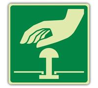 V Safety Photoluminescent Emergency Shut Down Symbol - Square Safety Sign - 100 x 100 mm - 1.2mm Rigid Plastic - Double Glow
