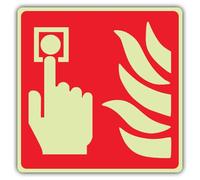 V Safety Photoluminescent Fire Alarm Symbol Safety Sign - 100 x 100 mm - 1.2mm Rigid Plastic - Triple Glow