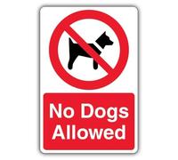 V Safety Photoluminescent No Dogs Allowed - Circle Safety Sign - 400 x 600 mm - 1.2mm Rigid Plastic - Standard Glow