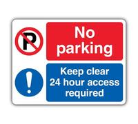 V Safety Photoluminescent No Parking - Keep Clear - Access Required - Dual Symbol - Landscape Safety Sign - 300 x 225 mm - 1.2mm Rigid Plastic - Standard Glow