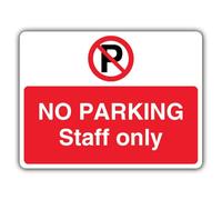 V Safety Photoluminescent No Parking Staff Only - Prohibition Symbol With ‘P’ - Landscape Safety Sign - 300 x 225 mm - 3mm Aluminium Composite - Standard Glow