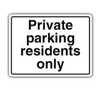 V Safety Photoluminescent Private Parking Residents Only - Landscape Safety Sign - 600 x 450 mm - 3mm Aluminium Composite - Triple Glow