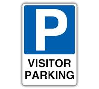 V Safety Photoluminescent Visitor Parking - Mandatory Blue Parking Safety Sign - 200 x 300 mm - Self Adhesive Vinyl - Triple Glow