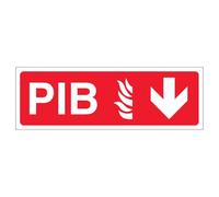 V Safety PIB Arrow Down 300 x 100 mm - Self Adhesive Vinyl Premises Infomation Box Safety Sign