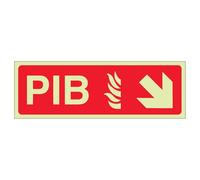 V Safety PIB Arrow Down/Right 300 x 100 mm - Glow In The Dark Self Adhesive Vinyl Premises Infomation Box Safety Sign