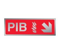 V Safety PIB Arrow Down/Right 450 x 150 mm - 3mm Brushed Aluminium Composite Premises Infomation Box Safety Sign