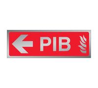 V Safety PIB Arrow Left 450 x 150 mm - 3mm Brushed Aluminium Composite Premises Infomation Box Safety Sign
