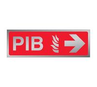 V Safety PIB Arrow Right 300 x 100 mm - 3mm Brushed Aluminium Composite Premises Infomation Box Safety Sign