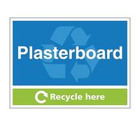 V Safety Plasterboard Recycle Here 200 x 150 mm - 2mm Rigid Plastic Safety Sign