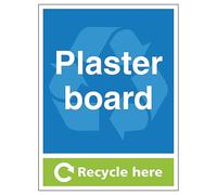 V Safety Plasterboard Recycle Here - Portrait 300 x 400 mm - Glow In The Dark Self Adhesive Vinyl Safety Sign