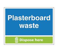 V Safety Plasterboard Waste Dispose Here 600 x 450 mm - 2mm Rigid Plastic Safety Sign