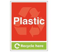 V Safety Plastic Recycle Here - Portrait 300 x 400 mm - Glow In The Dark Self Adhesive Vinyl Safety Sign