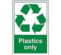 V Safety Plastics Only Recycling Sign - 200mm x 300mm - 1mm Rigid Plastic