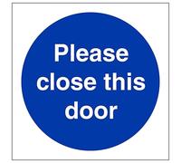 V Safety Please Close This Door 100 x 100 mm - 2mm Rigid Plastic Safety Sign
