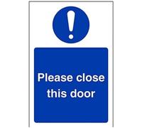V Safety Please Close This Door Sign - Portrait - 100mm x 150mm - 1mm Rigid Plastic