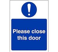 V Safety Please Close This Door Sign - Portrait - 150mm x 200mm - Self Adhesive Vinyl