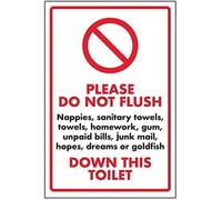 V Safety Please Do Not Flush Nappies Sign - 200mm x 300mm - Rigid Plastic