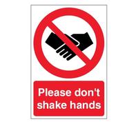 V Safety Please Don't Shake Hands Sign - 200 x 300 mm - Made From 1mm Rigid Plastic - Prohibition Signage - Made in Britain