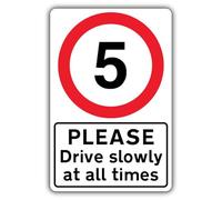 V Safety Please Drive Slowly At All Times - Speed Limit 5 MPH Safety Sign - 300 x 450 mm - 3mm Aluminium Composite
