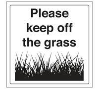 V Safety Please Keep Off The Grass 200 x 200 mm - Self Adhesive Vinyl Safety Sign