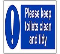 V Safety Please Keep These Toilets Clean And Tidy Sign - 300mm x 100mm - 1mm Rigid Plastic