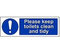 V Safety Please Keep These Toilets Clean And Tidy Sign - 300mm x 100mm - Self Adhesive Vinyl
