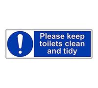 V Safety Please Keep These Toilets Clean And Tidy Sign - 600mm x 200mm - Self Adhesive Vinyl