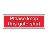 V Safety Please Keep This Gate Shut Sign - 300mm x 100mm - Self Adhesive Vinyl
