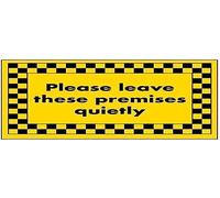 V Safety Please Leave Premises Quietly Sign - 200mm x 150mm - Self Adhesive Vinyl