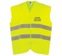 V Safety Please Pass Wide and Slow Hi Vis Vest - XL/2XL - Yellow Safety Vest