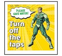 V Safety Please Save Water! Turn Off The Taps Hero 100 x 100 mm - 1mm Rigid Plastic Safety Sign