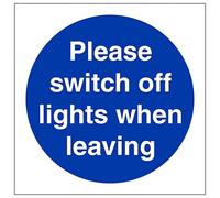 V Safety Please Switch Off Lights 100 x 100 mm - 2mm Rigid Plastic Safety Sign