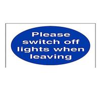 V Safety Please Switch Off Lights When Leaving Sign - 100mm x 100mm - 1mm Rigid Plastic